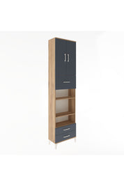 Arges Dolap 5 Raflı 3 Çekmeceli 2 Kapaklı 60x30x243 Çam-Antrasit