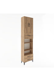 Arges Dolap 5 Raflı 3 Çekmeceli 2 Kapaklı 60x30x243 Çam-Çam