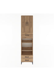 Arges Dolap 5 Raflı 3 Çekmeceli 2 Kapaklı 60x30x243 Çam-Çam