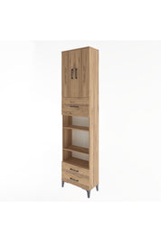 Arges Dolap 5 Raflı 3 Çekmeceli 2 Kapaklı 60x30x243 Çam-Çam