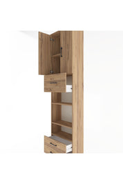 Arges Dolap 5 Raflı 3 Çekmeceli 2 Kapaklı 60x30x243 Çam-Çam