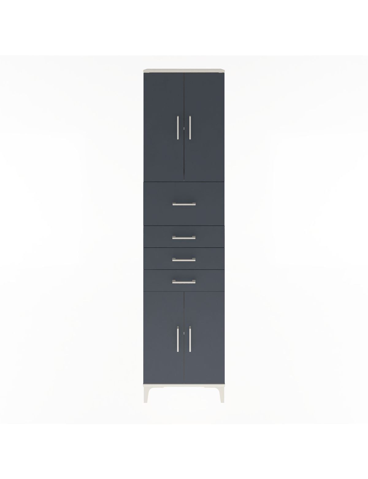 Arges Dolap 3 Raflı 4 Çekmeceli 4 Kapaklı 60x30x243 Aytaşı-Antrasit