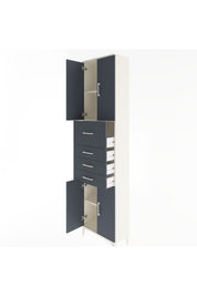 Arges Dolap 3 Raflı 4 Çekmeceli 4 Kapaklı 60x30x243 Aytaşı-Antrasit