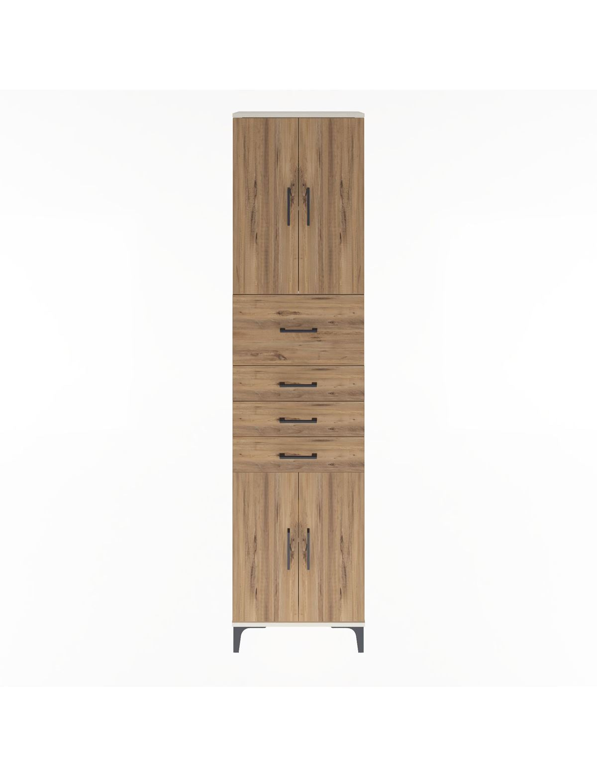 Arges Dolap 3 Raflı 4 Çekmeceli 4 Kapaklı 60x30x243 Aytaşı-Çam