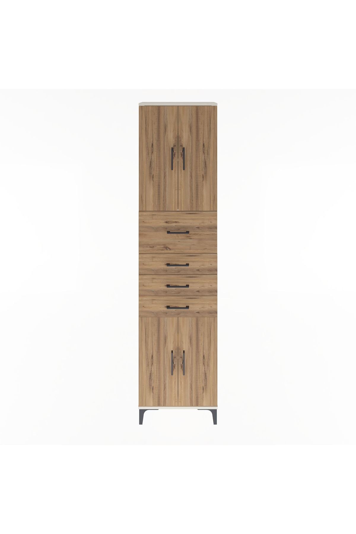 Arges Dolap 3 Raflı 4 Çekmeceli 4 Kapaklı 60x30x243 Aytaşı-Çam