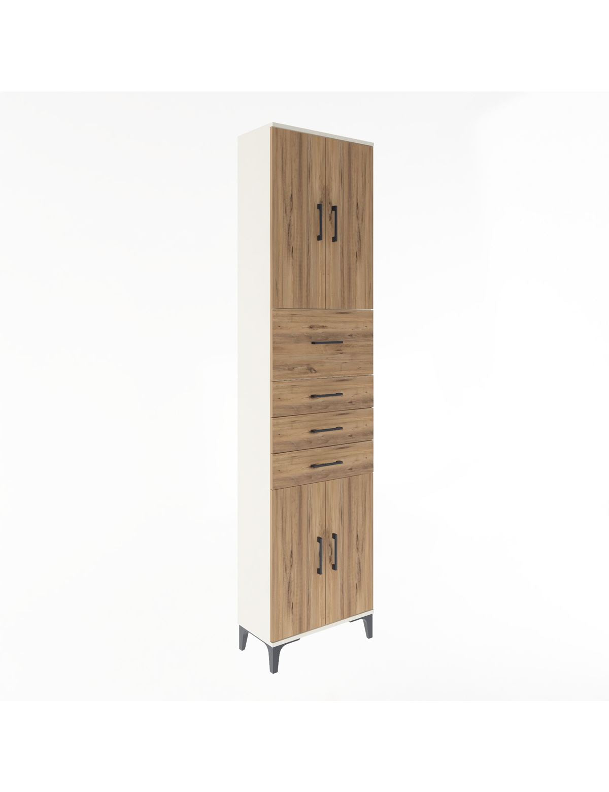 Arges Dolap 3 Raflı 4 Çekmeceli 4 Kapaklı 60x30x243 Aytaşı-Çam