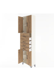 Arges Dolap 3 Raflı 4 Çekmeceli 4 Kapaklı 60x30x243 Aytaşı-Çam