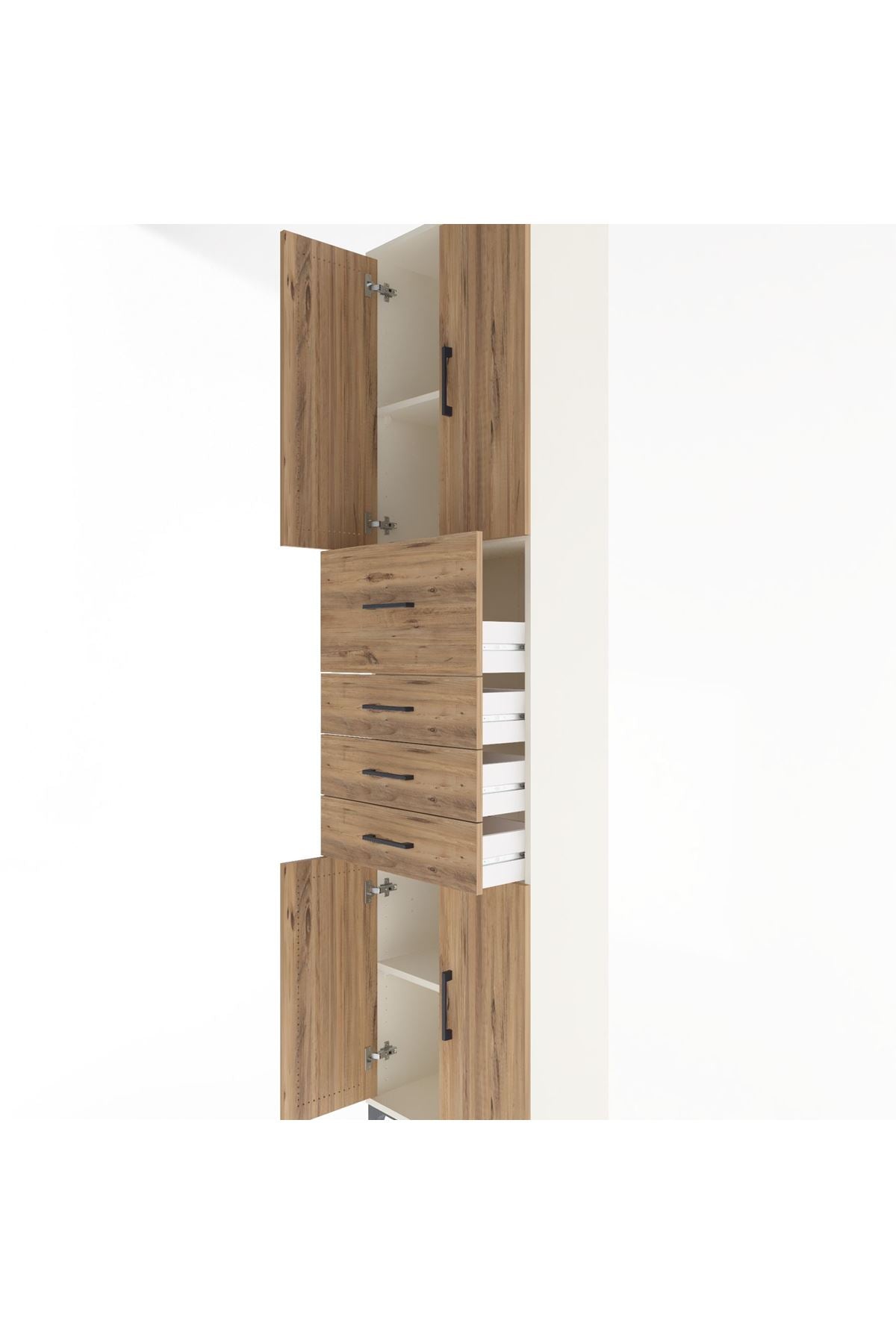 Arges Dolap 3 Raflı 4 Çekmeceli 4 Kapaklı 60x30x243 Aytaşı-Çam