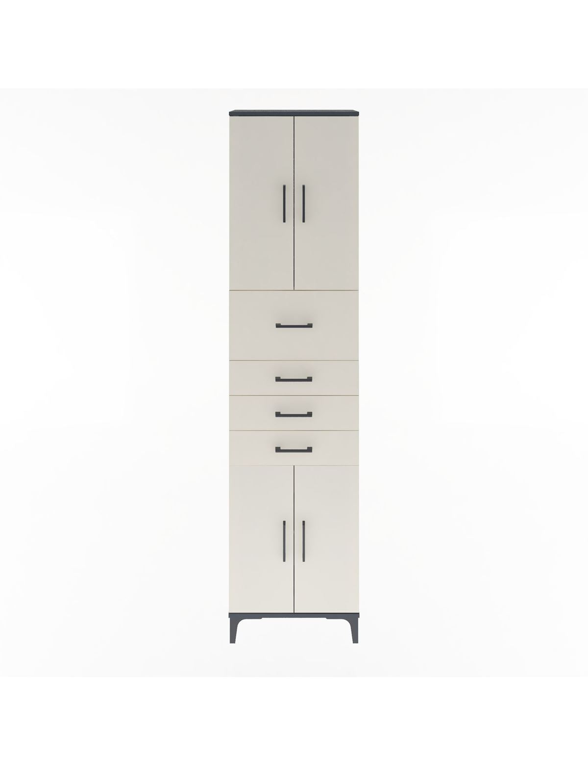 Arges Dolap 3 Raflı 4 Çekmeceli 4 Kapaklı 60x30x243 Antrasit-Aytaşı