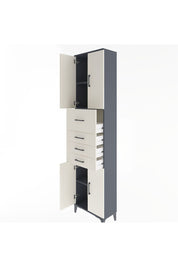 Arges Dolap 3 Raflı 4 Çekmeceli 4 Kapaklı 60x30x243 Antrasit-Aytaşı