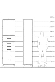Arges Dolap 3 Raflı 4 Çekmeceli 4 Kapaklı 60x30x243 Antrasit-Aytaşı