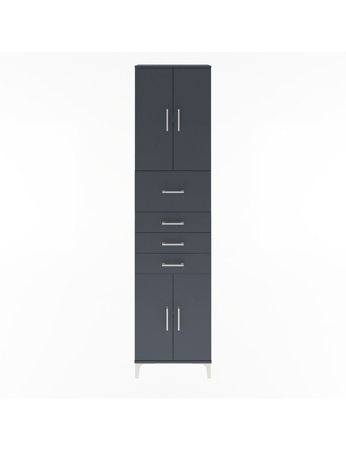 Arges Dolap 3 Raflı 4 Çekmeceli 4 Kapaklı 60x30x243 Antrasit-Antrasit