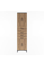 Arges Dolap 3 Raflı 4 Çekmeceli 4 Kapaklı 60x30x243 Antrasit-Çam