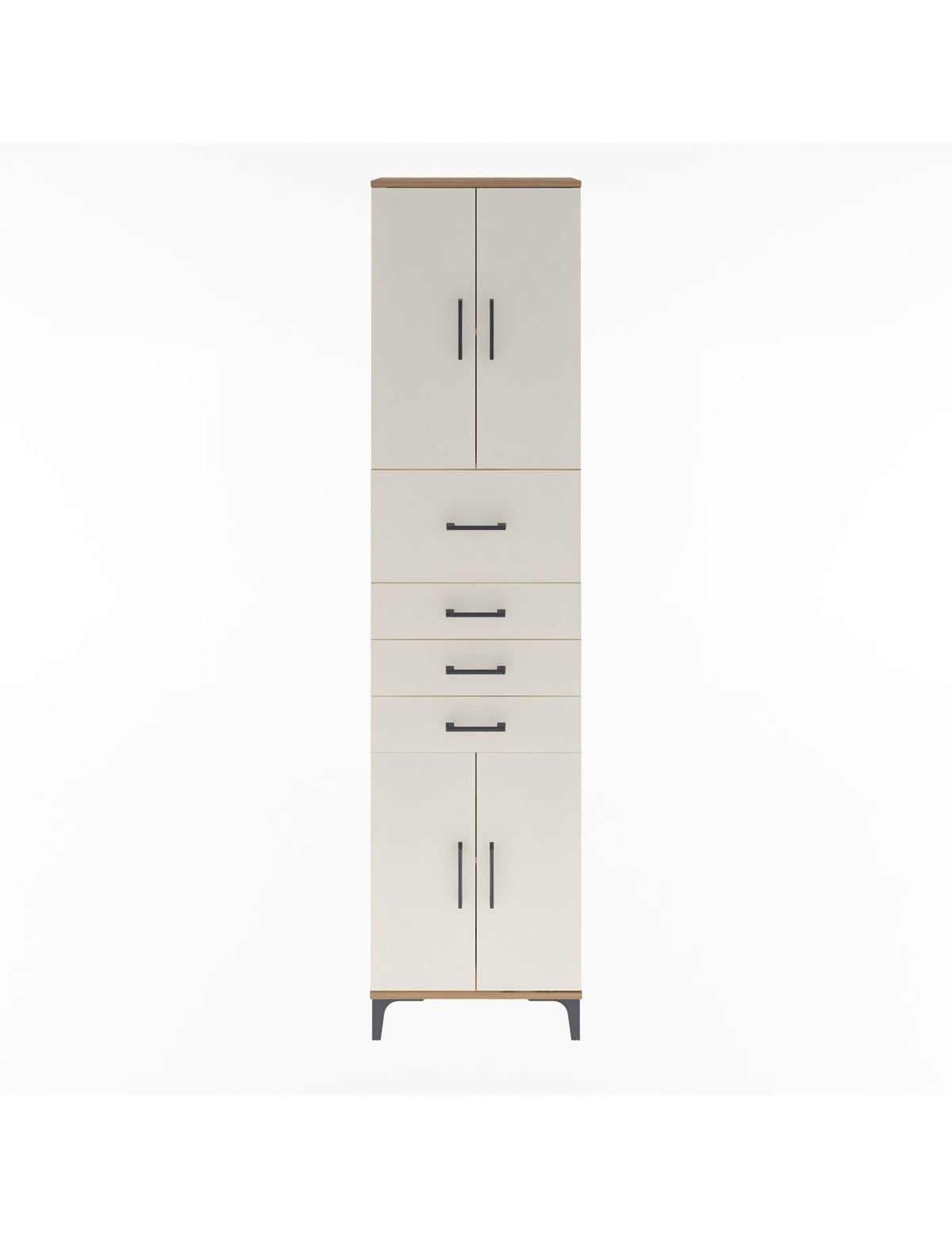 Arges Dolap 3 Raflı 4 Çekmeceli 4 Kapaklı 60x30x243 Çam-Aytaşı