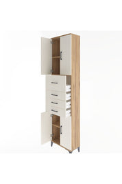 Arges Dolap 3 Raflı 4 Çekmeceli 4 Kapaklı 60x30x243 Çam-Aytaşı