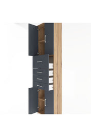 Arges Dolap 3 Raflı 4 Çekmeceli 4 Kapaklı 60x30x243 Çam-Antrasit