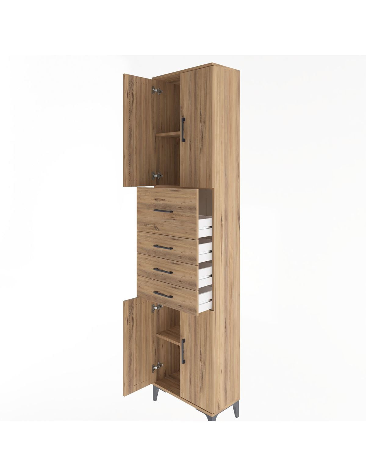 Arges Dolap 3 Raflı 4 Çekmeceli 4 Kapaklı 60x30x243 - S32M037V9A
