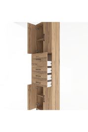 Arges Dolap 3 Raflı 4 Çekmeceli 4 Kapaklı 60x30x243 Çam-Çam