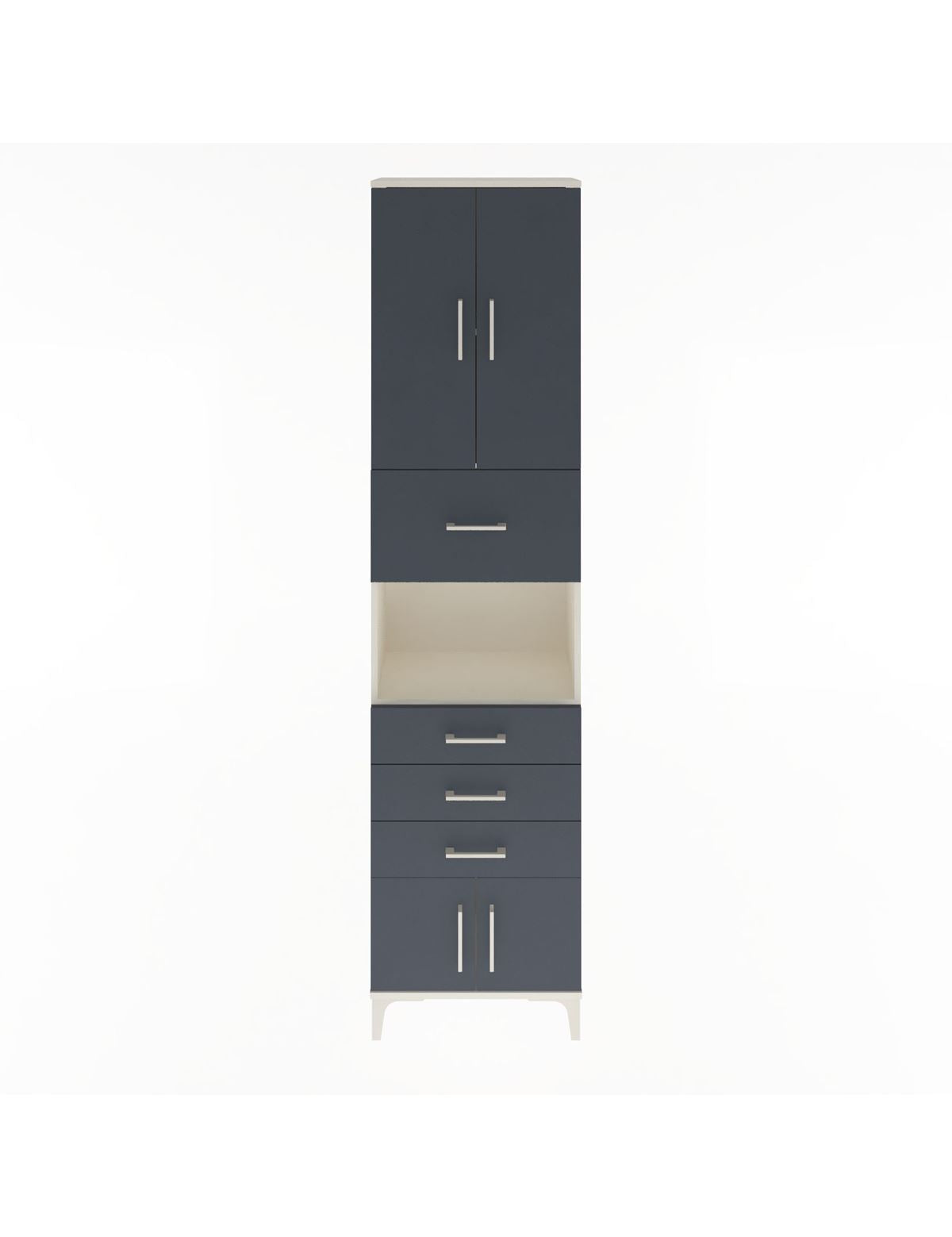 Arges Dolap 3 Raflı 4 Çekmeceli 4 Kapaklı 60x30x243 Aytaşı-Antrasit