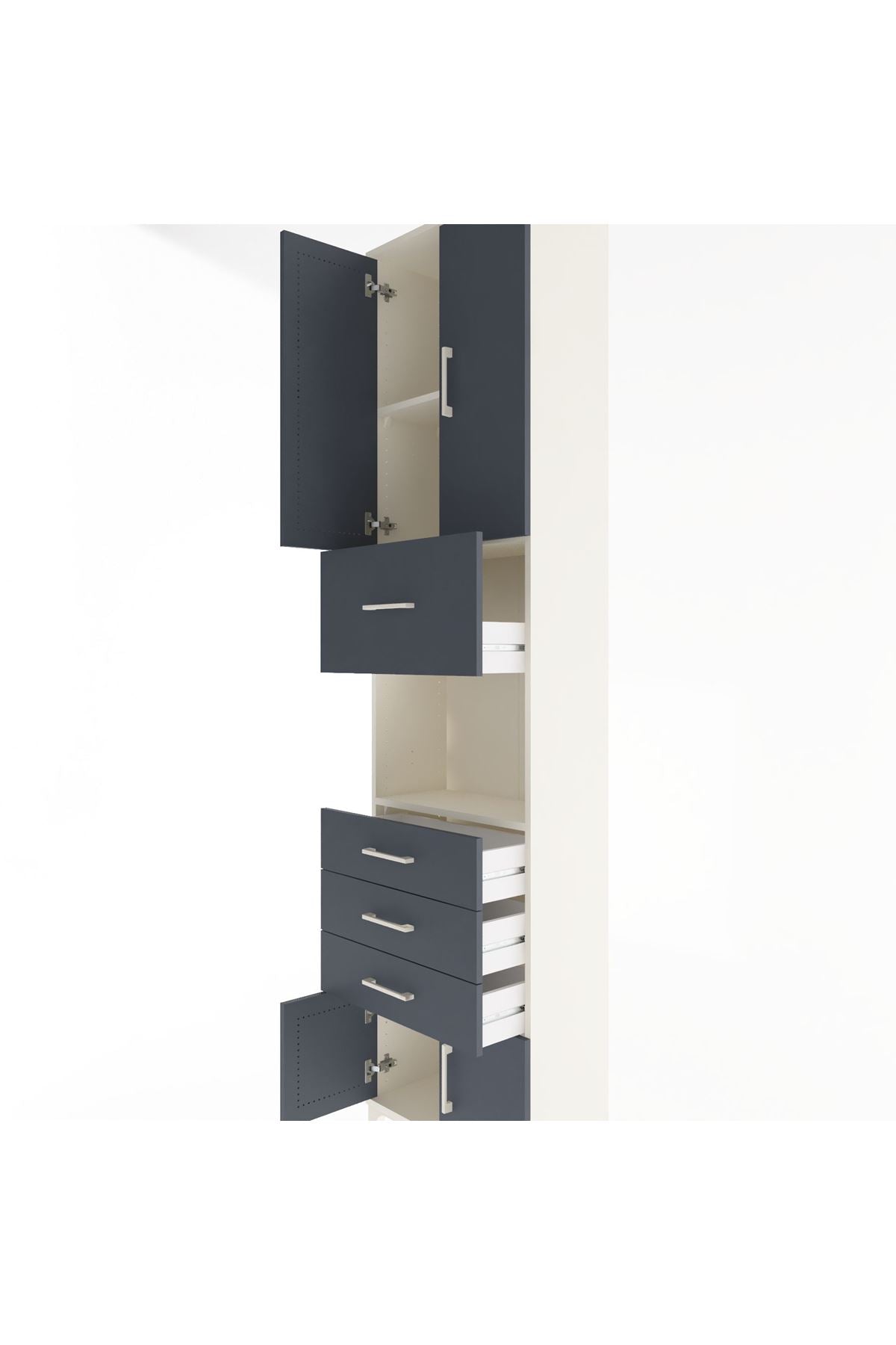 Arges Dolap 3 Raflı 4 Çekmeceli 4 Kapaklı 60x30x243 Aytaşı-Antrasit