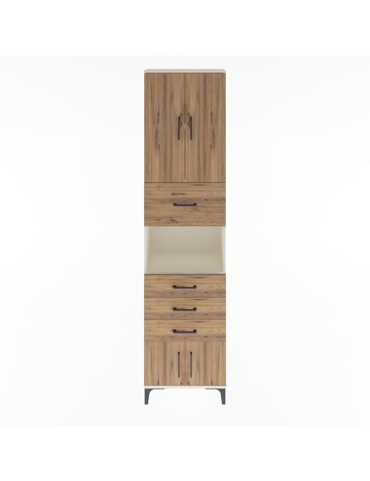 Arges Dolap 3 Raflı 4 Çekmeceli 4 Kapaklı 60x30x243 Aytaşı-Çam