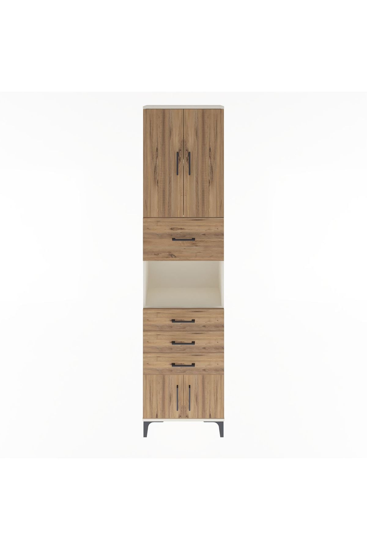 Arges Dolap 3 Raflı 4 Çekmeceli 4 Kapaklı 60x30x243 Aytaşı-Çam