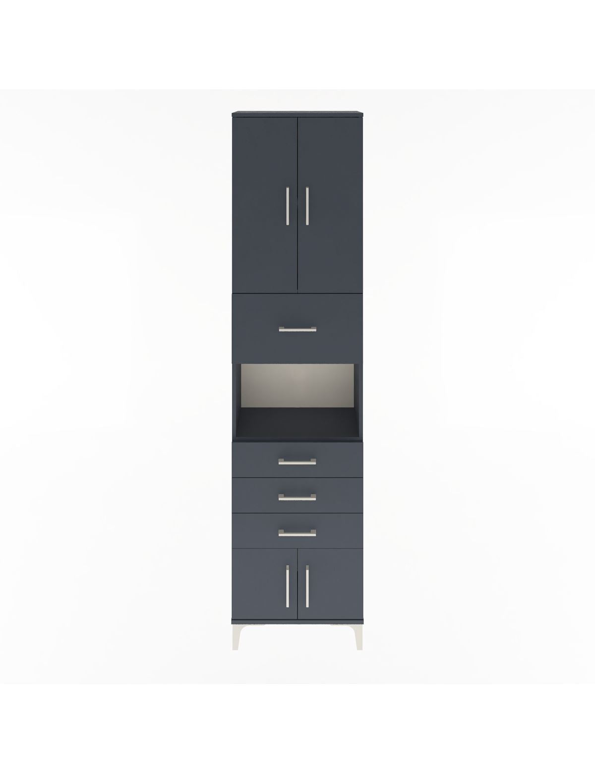 Arges Dolap 3 Raflı 4 Çekmeceli 4 Kapaklı 60x30x243 Antrasit-Antrasit