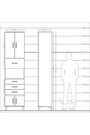 Arges Dolap 3 Raflı 4 Çekmeceli 4 Kapaklı 60x30x243 Antrasit-Aytaşı