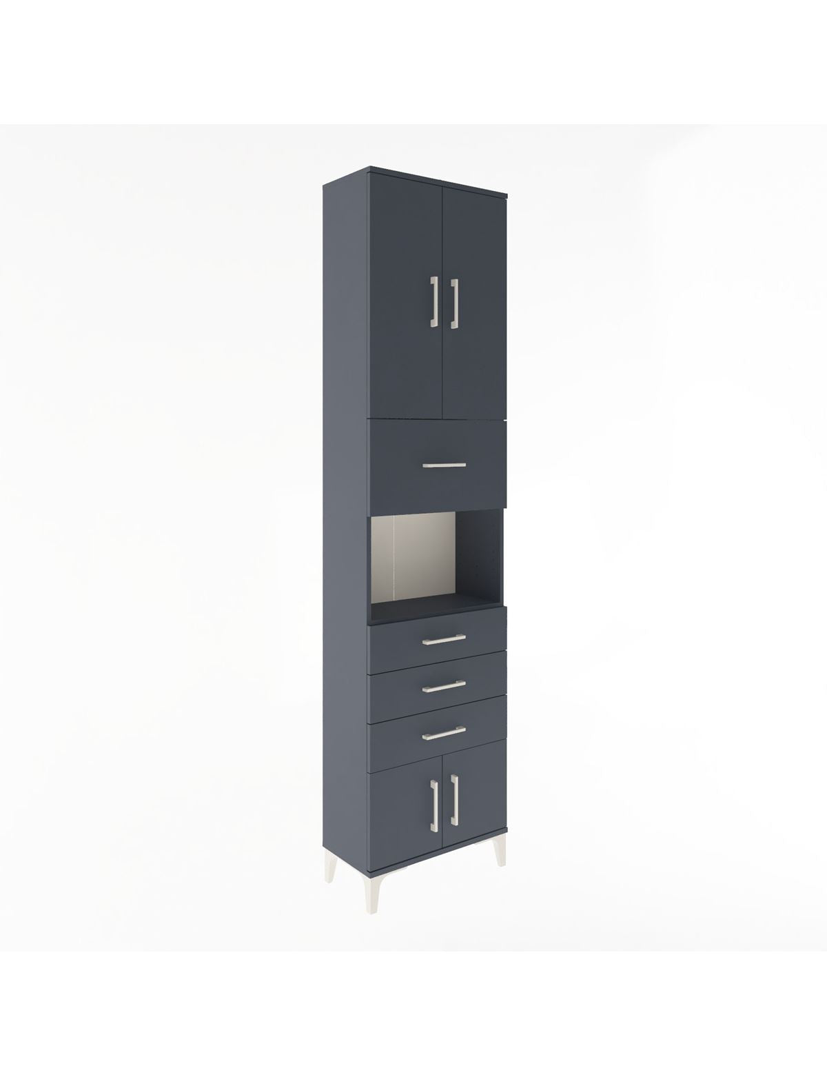 Arges Dolap 3 Raflı 4 Çekmeceli 4 Kapaklı 60x30x243 Antrasit-Antrasit