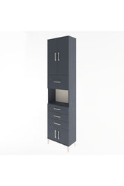 Arges Dolap 3 Raflı 4 Çekmeceli 4 Kapaklı 60x30x243 Antrasit-Antrasit