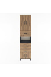 Arges Dolap 3 Raflı 4 Çekmeceli 4 Kapaklı 60x30x243 Antrasit-Çam