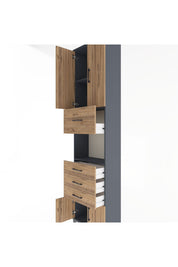 Arges Dolap 3 Raflı 4 Çekmeceli 4 Kapaklı 60x30x243 Antrasit-Çam