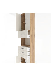 Arges Dolap 3 Raflı 4 Çekmeceli 4 Kapaklı 60x30x243 Çam-Aytaşı