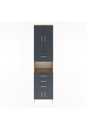 Arges Dolap 3 Raflı 4 Çekmeceli 4 Kapaklı 60x30x243 Çam-Antrasit