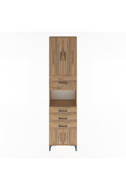 Arges Dolap 3 Raflı 4 Çekmeceli 4 Kapaklı 60x30x243 Çam-Çam