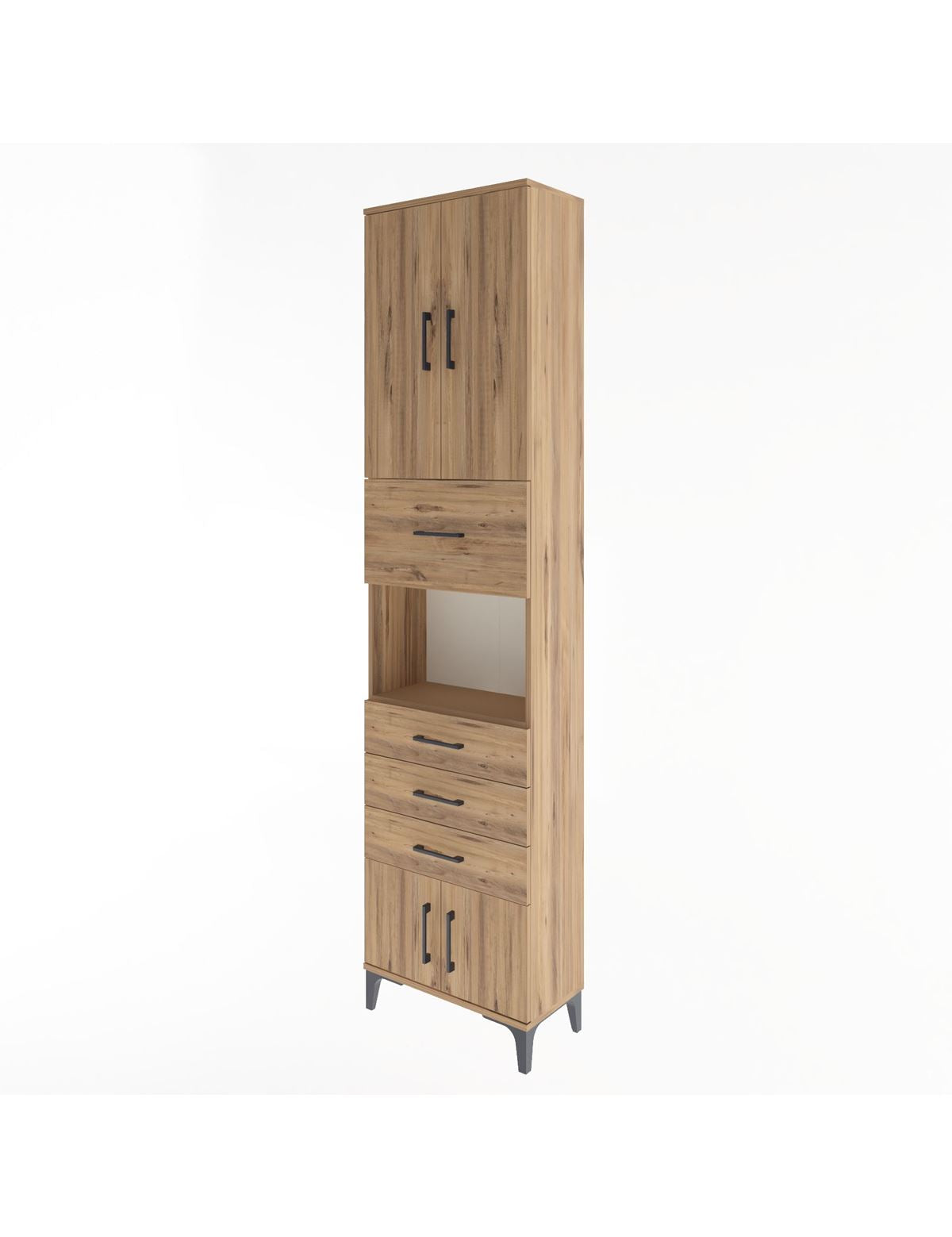 Arges Dolap 3 Raflı 4 Çekmeceli 4 Kapaklı 60x30x243 - S32M038V9A