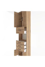 Arges Dolap 3 Raflı 4 Çekmeceli 4 Kapaklı 60x30x243 Çam-Çam