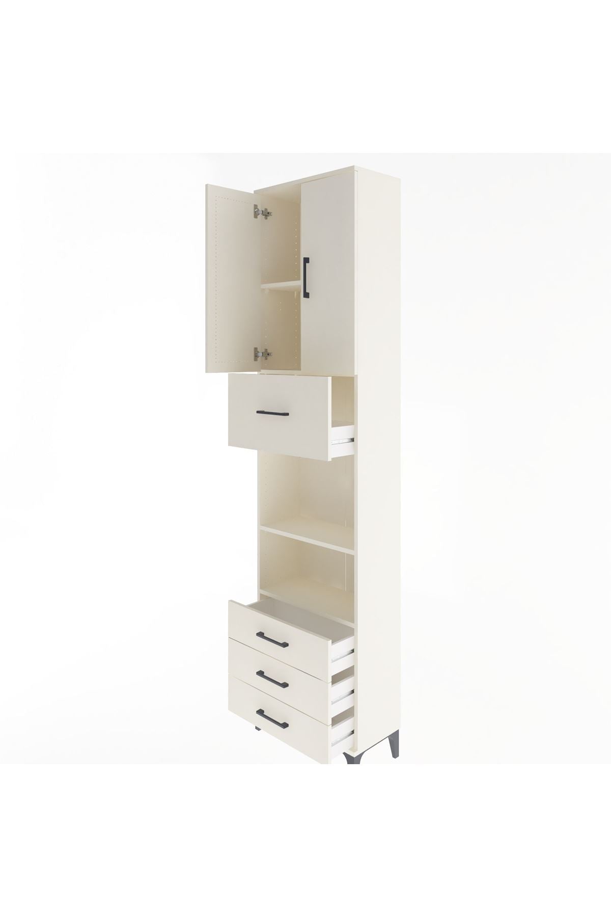 Arges Dolap 4 Raflı 4 Çekmeceli 2 Kapaklı 60x30x243 Aytaşı-Aytaşı