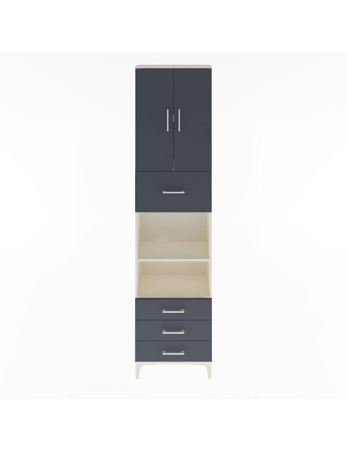 Arges Dolap 4 Raflı 4 Çekmeceli 2 Kapaklı 60x30x243 Aytaşı-Antrasit