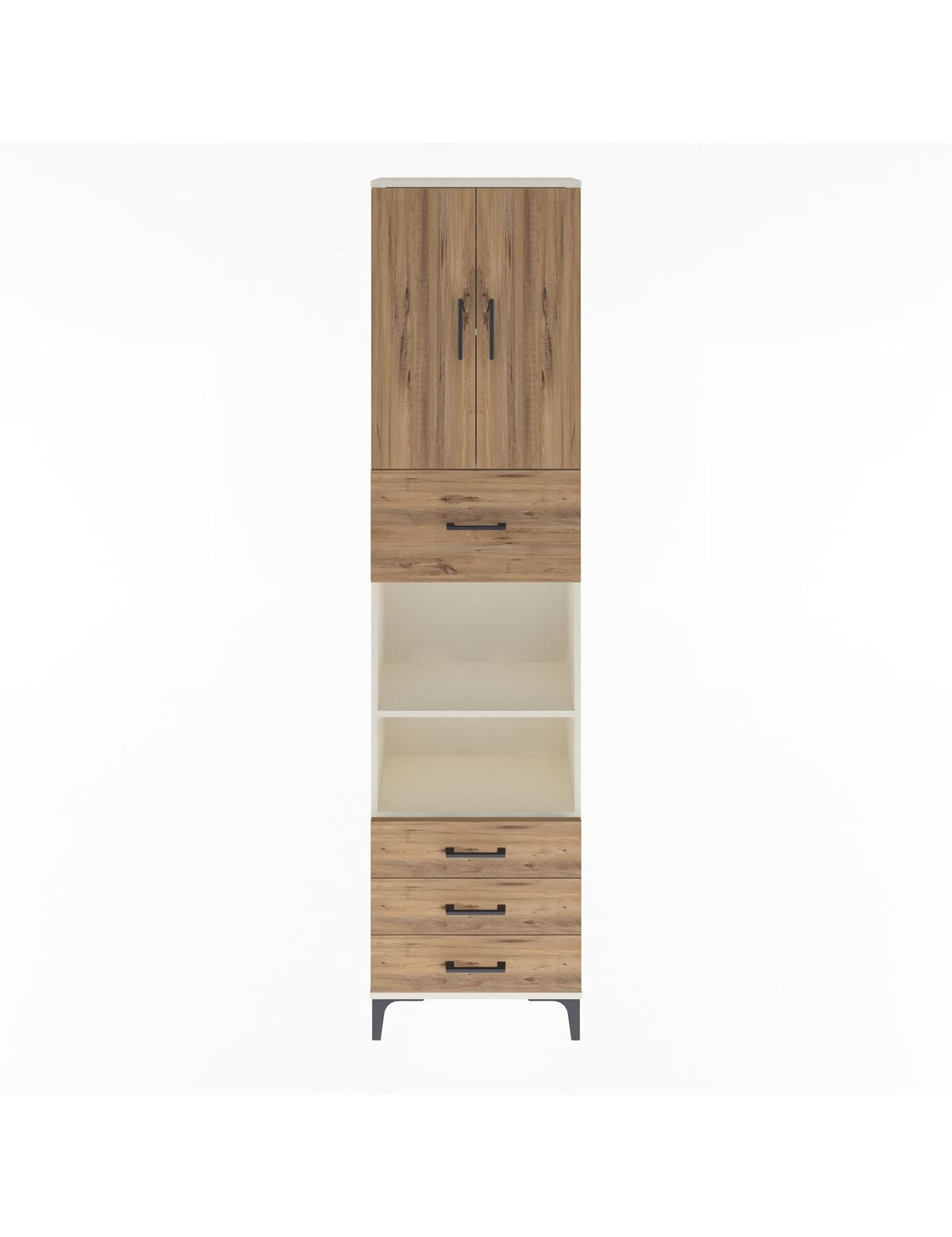 Arges Dolap 4 Raflı 4 Çekmeceli 2 Kapaklı 60x30x243 Aytaşı-Çam