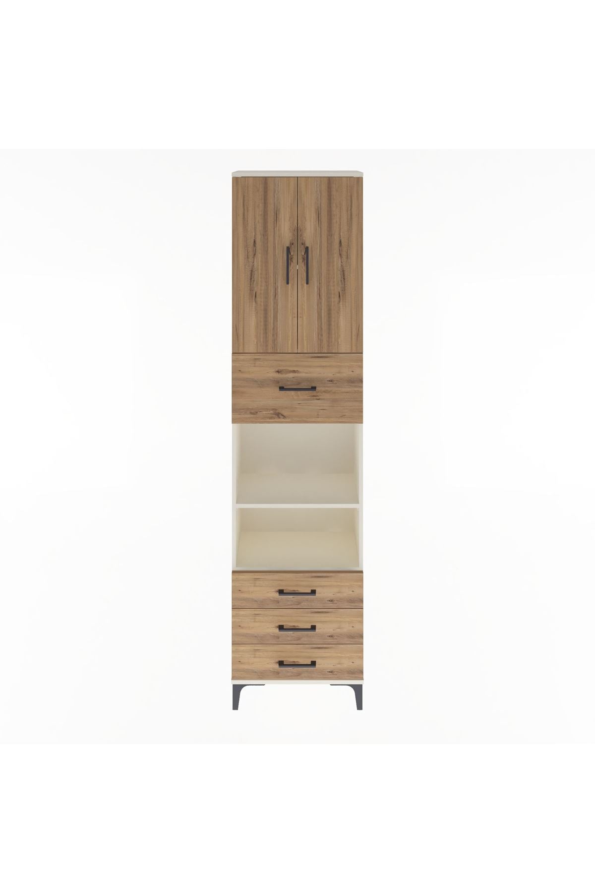 Arges Dolap 4 Raflı 4 Çekmeceli 2 Kapaklı 60x30x243 Aytaşı-Çam