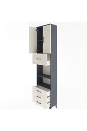 Arges Dolap 4 Raflı 4 Çekmeceli 2 Kapaklı 60x30x243 Antrasit-Aytaşı