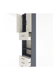 Arges Dolap 4 Raflı 4 Çekmeceli 2 Kapaklı 60x30x243 Antrasit-Aytaşı