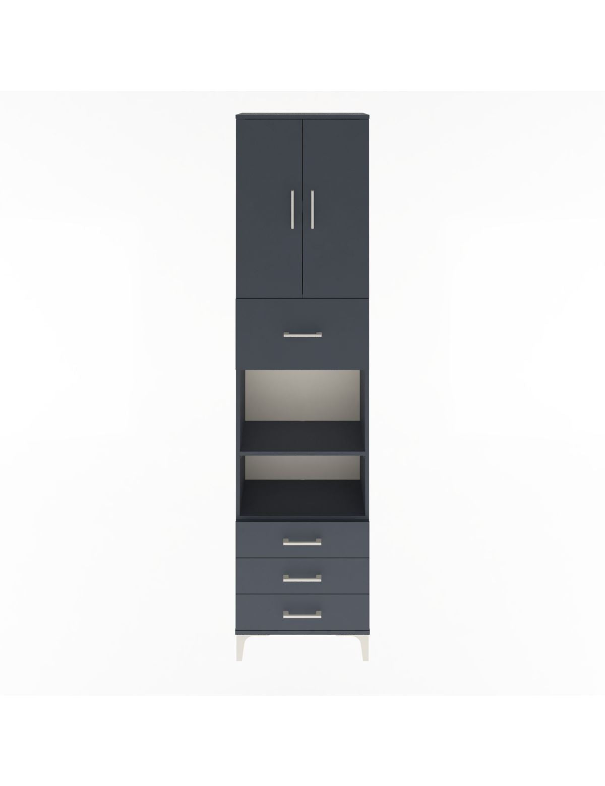 Arges Dolap 4 Raflı 4 Çekmeceli 2 Kapaklı 60x30x243 Antrasit-Antrasit