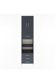 Arges Dolap 4 Raflı 4 Çekmeceli 2 Kapaklı 60x30x243 Antrasit-Antrasit