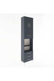 Arges Dolap 4 Raflı 4 Çekmeceli 2 Kapaklı 60x30x243 Antrasit-Antrasit