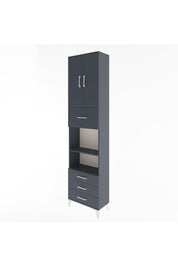 Arges Dolap 4 Raflı 4 Çekmeceli 2 Kapaklı 60x30x243 Antrasit-Antrasit