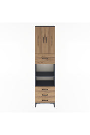 Arges Dolap 4 Raflı 4 Çekmeceli 2 Kapaklı 60x30x243 Antrasit-Çam