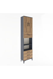 Arges Dolap 4 Raflı 4 Çekmeceli 2 Kapaklı 60x30x243 Antrasit-Çam