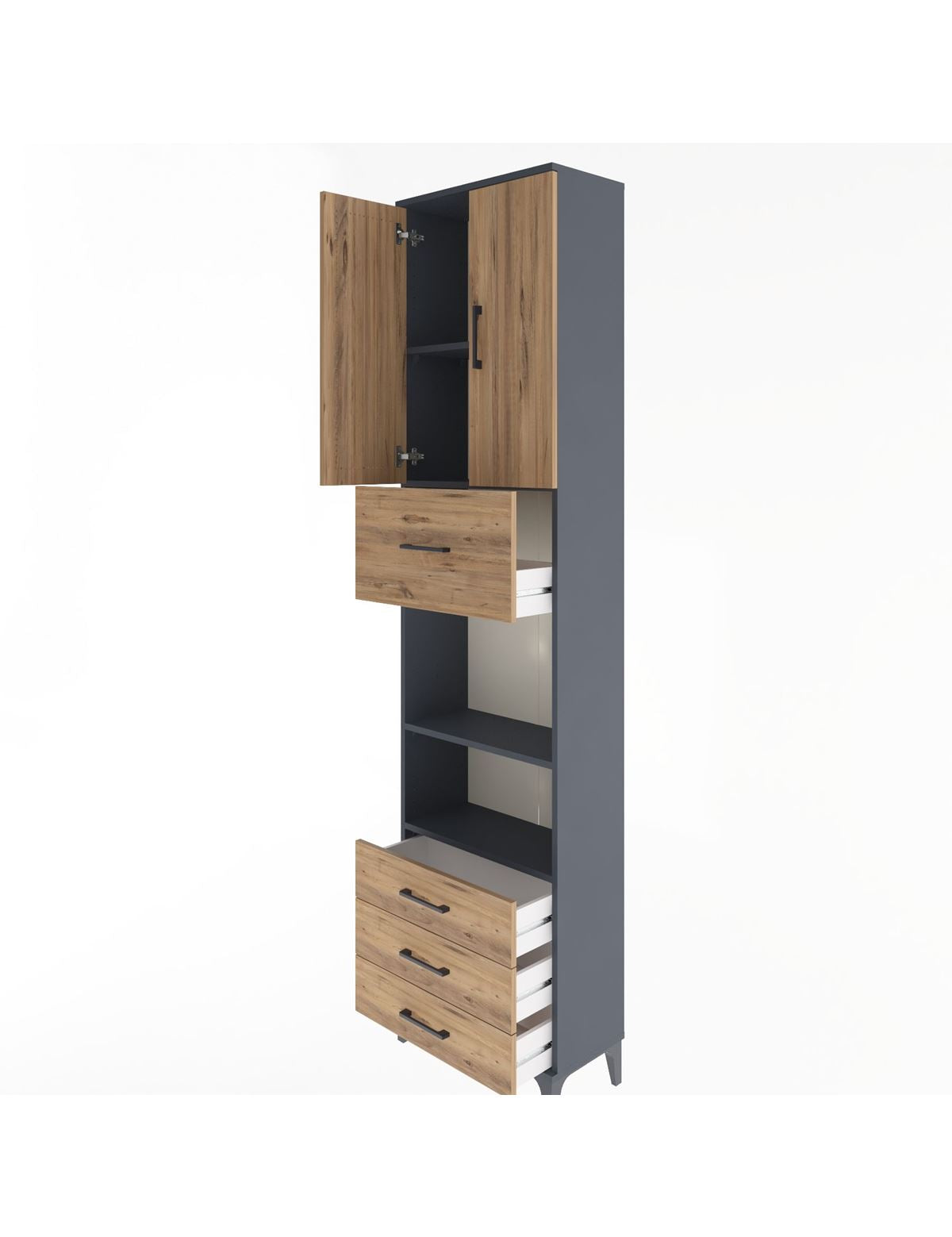 Arges Dolap 4 Raflı 4 Çekmeceli 2 Kapaklı 60x30x243 - S32M039V6A